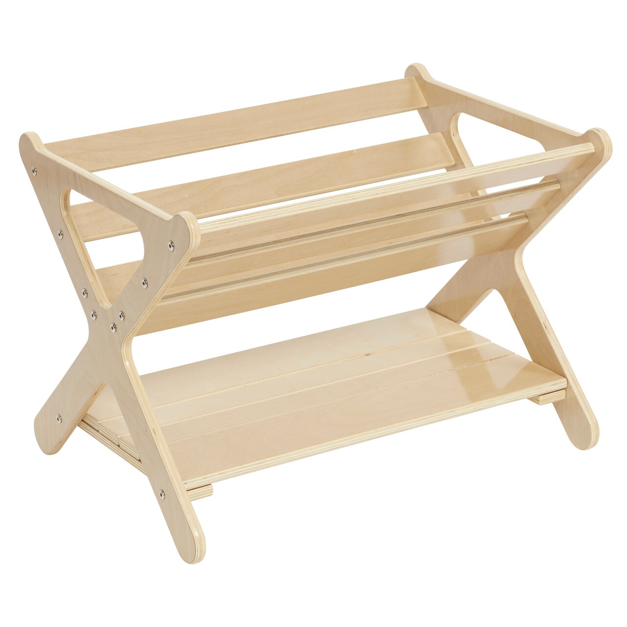 Wooden Book Caddy with Lower Storage Shelf, Childrens Furniture,